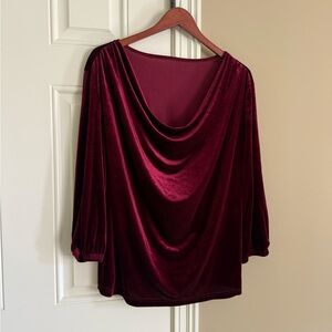 Source Unknown Burgundy Velvet Women's Blouse
